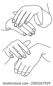 Hands line drawing manicure and hand care