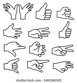 Hands line icons set ,Collection line icon