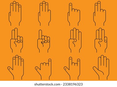 Hands Line Icons, sign Vector