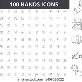 Hands line icons, signs, vector set, outline illustration concept 