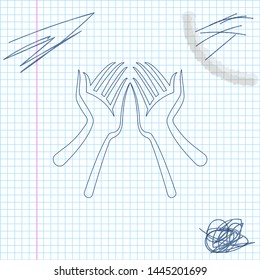 Hands line sketch icon isolated on white background. Vector Illustration
