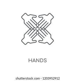 Hands linear icon. Hands concept stroke symbol design. Thin graphic elements vector illustration, outline pattern on a white background, eps 10.