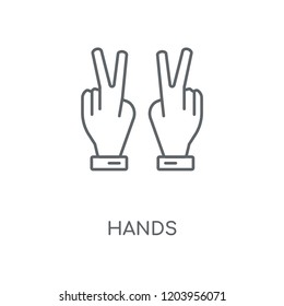 Hands linear icon. Hands concept stroke symbol design. Thin graphic elements vector illustration, outline pattern on a white background, eps 10.