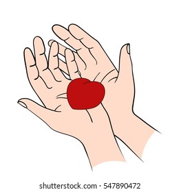 hands with little heart vector