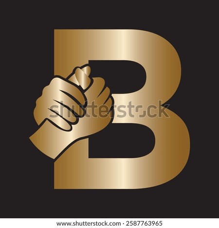 Hands Logo Combine With Letter B Vector Template
