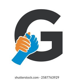 Hands Logo Combine With Letter G Vector Template