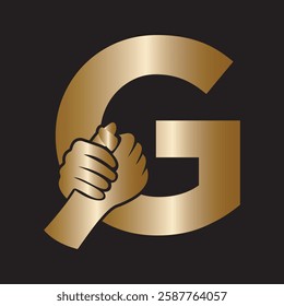 Hands Logo Combine With Letter G Vector Template