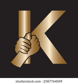 Hands Logo Combine With Letter K Vector Template