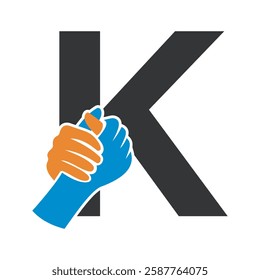 Hands Logo Combine With Letter K Vector Template