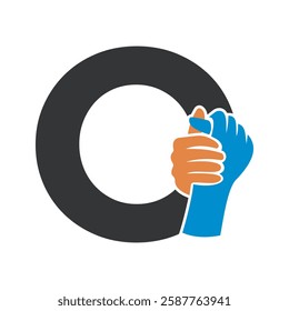 Hands Logo Combine With Letter O Vector Template