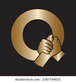 Hands Logo Combine With Letter Q Vector Template