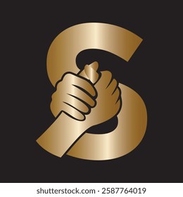 Hands Logo Combine With Letter S Vector Template