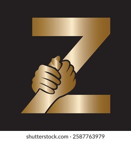 Hands Logo Combine With Letter Z Vector Template