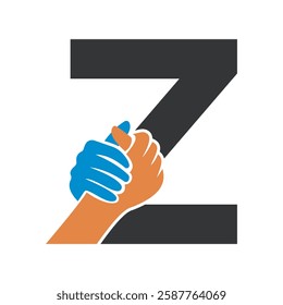 Hands Logo Combine With Letter Z Vector Template