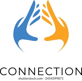 hands logo, connecting hand logo design, teamwork logo