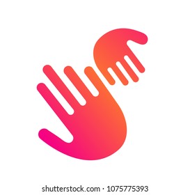 Hands logo kid adults vector, children emblem, symbol mutual help, Child protection, adoption.