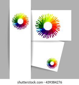 Hands logo template. Concept identity presentation design for the team, teamwork, fund, association, community, charity and volunteer, social project and etc. Vector graphic illustration.