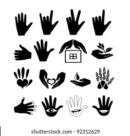 Hands and logos vector set