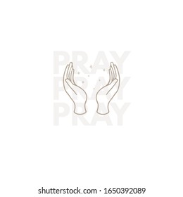 the hands look up showing gratitude and prayer in the form of vector designs