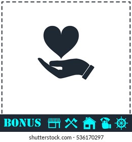 Hands love design icon flat. Simple vector symbol and bonus icon