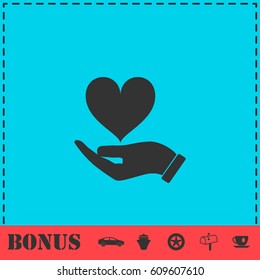 Hands love design icon flat. Simple vector symbol and bonus icon