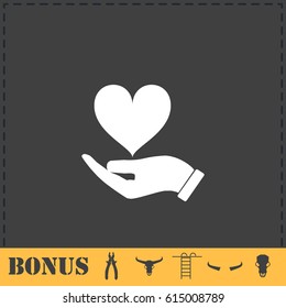 Hands love design icon flat. Simple vector symbol and bonus icon
