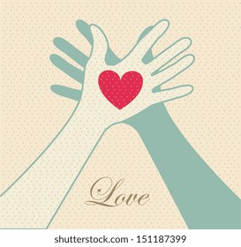 hands love design over dotted background vector illustration 