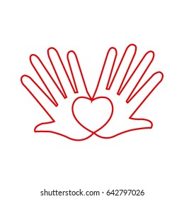 hands love heart romantic linear concept