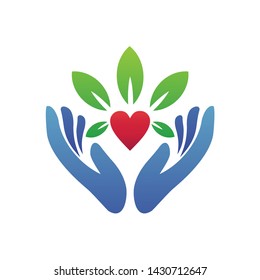 Hands With Love and Leaves Logo