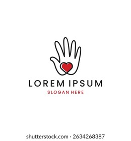 hands with love minimalist logo icon vector design illustration template