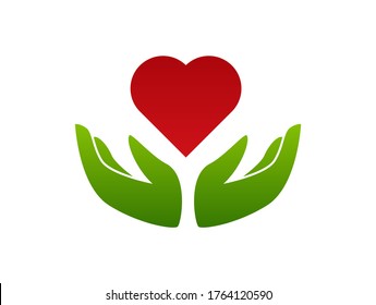 Hands and Love Shape Forming Heart Logo Design