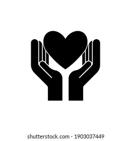 Hands and Love silhouette black vector design isolated