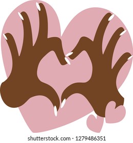 Hands are made in the form of a heart.