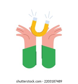 Hands with magnet digital marketing