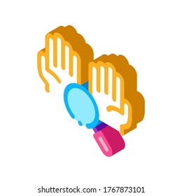 Hands And Magnifier Icon Vector. Isometric Hands And Magnifier sign. color isolated symbol illustration