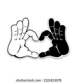 Hands make heart form icon. Vector template on transparent background
