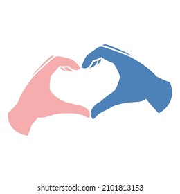 Hands make heart form icon. Vector template on transparent background