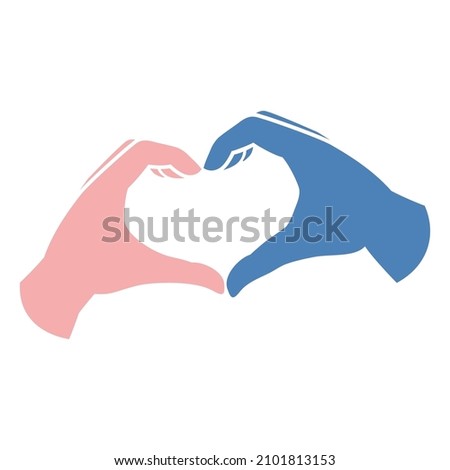 Hands make heart form icon. Vector template on transparent background