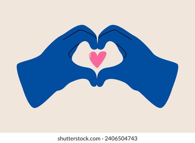 Hands make heart. Heart sign concept. Colorful vector illustration
