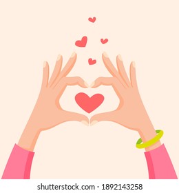 Hands make heart sign. Love concept. Vector illustration for Valentine's day