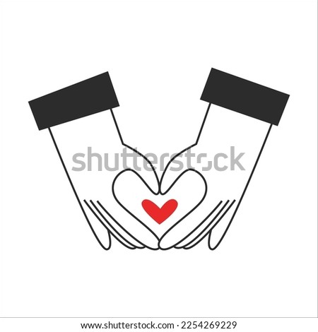 Hands make a shape of a heart with fingers. Valentine's day and love symbol. Romantic gesture. Vector flat illustration.