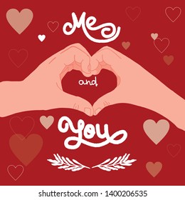 hands make shape of heart Perfect for greeting cards, quotes, blogs, posters and more. T-shirt design. Love  with hearts