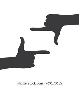 Hands making the cinema frame sign, vector illustration design. Hands collection.