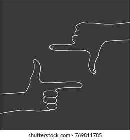 Hands making the cinema frame sign, vector illustration design. Hands collection.