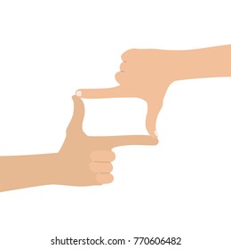 Hands making the cinema frame sign, vector illustration design. Hands collection.