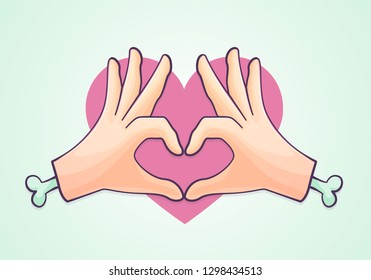 Hands making or formatting a heart.  Card vector (illustration eps10)