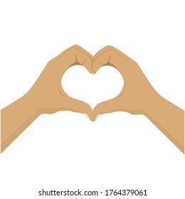 Hands making or formatting a heart symbol icon. Vector isolated on white background. EPS 10