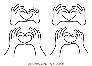 Hands making or formatting a heart symbol icon. I love you heart sign. Valentine day, message of love hand gesture, shapes heart with both hands.