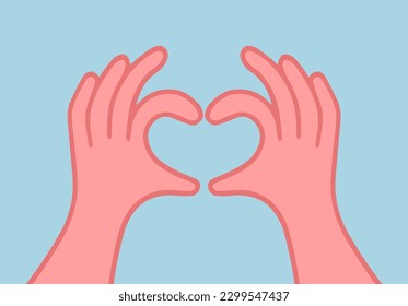 Hände, die ein Symbol für Herzensymbole erstellen oder formatieren. Ich liebe dich herzliche Schilder. Der Valentinstag, die Botschaft der Liebe Handgesten, formt das Herz mit beiden Händen.