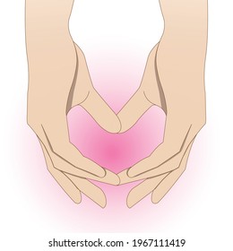 Manos haciendo o dando formato a un corazón.Mano vectora